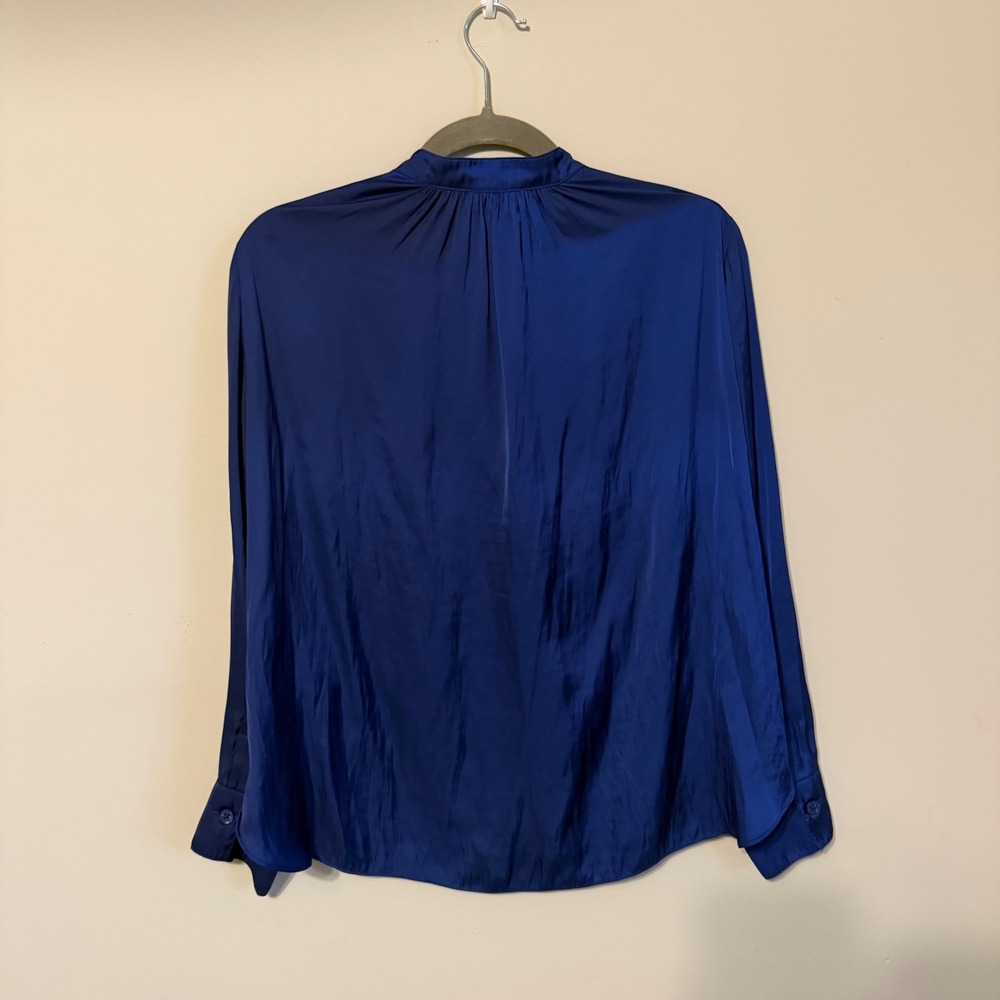 Zadig & Voltaire Tink Satin Blouse Royal Blue V-Neck Long Sleeve XS - Picture 5 of 5